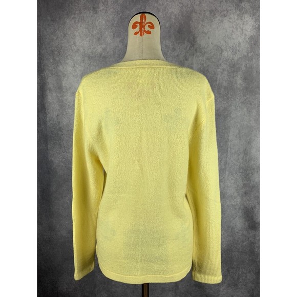 VTG Faded Glory Stretch Women’s L 12-14 Cardigan Sweater Soft  Button Up Yellow - Picture 3 of 12